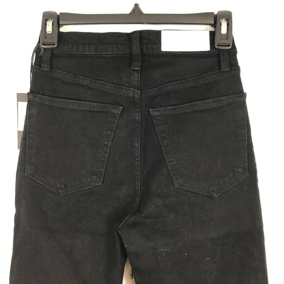 NEW Re Done 70s Stove Pipe Button Fly Jeans 24 Rip Torn Raw Fray Hem Knee Skater - Picture 7 of 11